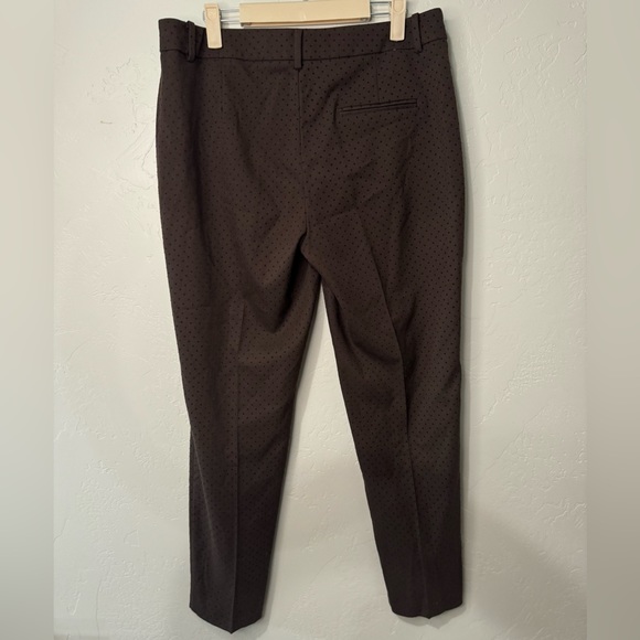 Zara Dress Pants Straight Tapered Leg Swiss Dot Brown Textured Trouser SZ 10 - Picture 5 of 16